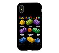 Custodia per iPhone X/XS Dio dice che sono cristiano Block Building Toy Master Builder
