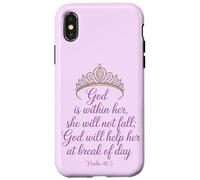 Custodia per iPhone X/XS Dio è dentro di lei e non cadrà Salmi 46:5