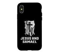 Custodia per iPhone X/XS Disegno di preghiera cattolica con Gesù e San Samele Arcangelo
