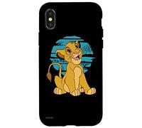 Custodia per iPhone X/XS Disney Il Re Leone Giovane Simba Felice Blu Retro