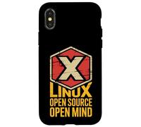 Custodia per iPhone X/XS Distintivo esagonale divertente Open Source Open Mind Linux