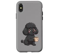 Custodia per iPhone X/XS divertente cane cucciolo barboncino dolce con tazza di cassa