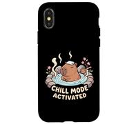 Custodia per iPhone X/XS Divertente Carino Capibara Bagno Rilassante Chill Mode