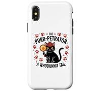Custodia per iPhone X/XS Divertente Gatto Detective Purrpetrator True Crime Omicidio Mistero