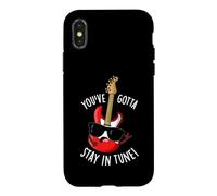 Custodia per iPhone X/XS Divertente gioco di parole con chitarra Ya Gotta Stay In Tune