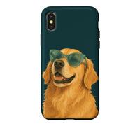 Custodia per iPhone X/XS Divertente Golden Retriever Occhiali da sole per amanti dei cani