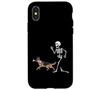 Custodia per iPhone X/XS Divertente Halloween Pastore Tedesco e Scheletro