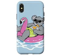 Custodia per iPhone X/XS Divertente Koala Pool Float Flamingo Summer Party