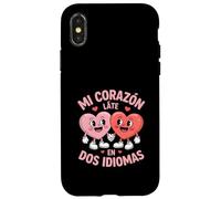 Custodia per iPhone X/XS Divertente Mi Corazon Cuori Carini Tenendosi Per Mano Dicendo