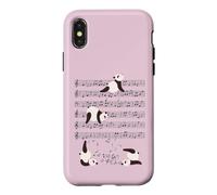 Custodia per iPhone X/XS Divertente Panda Bears musica yoga Giocare con le note