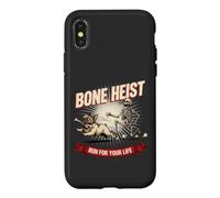 Custodia per iPhone X/XS Divertente scheletro di rapina all'osso Frenchie che insegue Bulldog Halloween