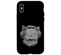 Custodia per iPhone X/XS DJ Gatti Grafica Design con Cuffie Halftone Musica