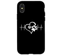 Custodia per iPhone X/XS Dog Mom Cute Dog Paw Print Heart Black
