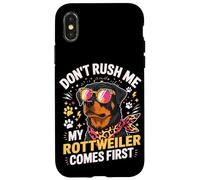 Custodia per iPhone X/XS Don't Rush Me My Rottweiler Comes First
