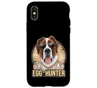 Custodia per iPhone X/XS Easter Bunny Saint Bernard Egg Hunter Amante dei cani