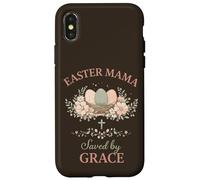 Custodia per iPhone X/XS Easter Mama Saved by Grace Floral Faith Citazione Design