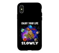 Custodia per iPhone X/XS Enjoy Your Life Slowly Turtle Sloth Funny Sloths Turtles