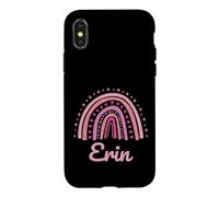 Custodia per iPhone X/XS Erin Nome Personalizzato Divertente Donne Rosa Arcobaleno Erin