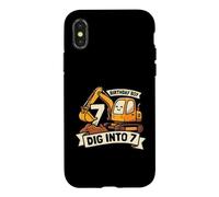 Custodia per iPhone X/XS Escavatore 7 ° Compleanni Ragazzi Costruzione Digger Partito Sette