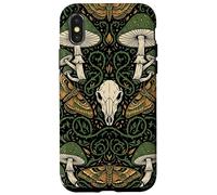 Custodia per iPhone X/XS Estetica Goblincore | Falena e teschio di funghi - Cottagecore