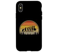 Custodia per iPhone X/XS Evolution Meditation - Maglietta da yoga, in stile vintage, design Sunset