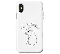 Custodia per iPhone X/XS Ew Morning White Cat Sitting with Sad Face Not a Morning Cat