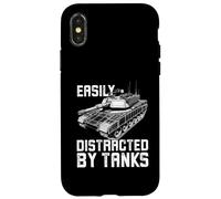 Custodia per iPhone X/XS Facilmente distratto dai carri armati, M1 Abrams Battle Tank Divertente