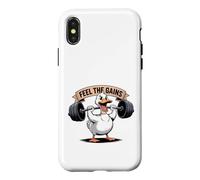 Custodia per iPhone X/XS Feel The Gains Duck - Allenamento per sollevamento pesi