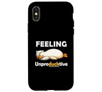 Custodia per iPhone X/XS Feeling Unproductive Funny Lazy Duck Meme Morning Coworker