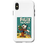 Custodia per iPhone X/XS Felix il gatto sognatore luna - Retro 1920s celeste animazione