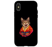 Custodia per iPhone X/XS Fierce Cat Kimono giapponese forza Kanji simbolo