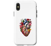 Custodia per iPhone X/XS Floral Anatomical Heart Spring Lover Nurse