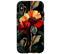 Custodia per iPhone X/XS Floral Cupo Art Nouveau Papavero Gotico Botanico Stile Boho