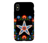 Custodia per iPhone X/XS Floreale Stella Marina Folk Art Motivi Fiori
