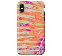 Custodia per iPhone X/XS Foglie di palma Hot Pink Orange Summer Vibes