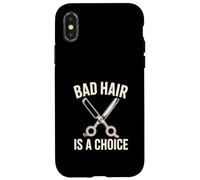 Custodia per iPhone X/XS Forbici da barbiere divertenti per stilista, i capelli cattivi sono una scelta