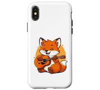 Custodia per iPhone X/XS Fox Playing Guitar Graphic Fox Ragazzi Ragazze Amante della Chitarra