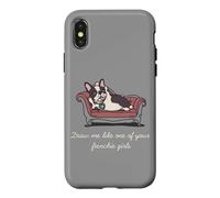 Custodia per iPhone X/XS Frenchie Bulldog Disegna come una ragazza francese, cane divertente