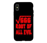 Custodia per iPhone X/XS Funny 666 Square Root All Evil Matematico Insegnante di Matematica