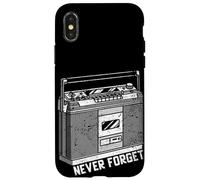 Custodia per iPhone X/XS Funny 80s Never Forget Cassette Player Geeky Audiophile Gift