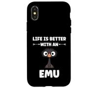 Custodia per iPhone X/XS Funny animals Emus bird quote life is better with an emu