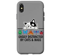 Custodia per iPhone X/XS Funny Entomologist Saying Easily Distracted by Cats and Bugs