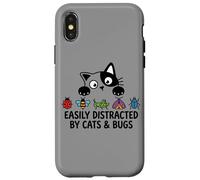 Custodia per iPhone X/XS Funny Entomologist Saying Easily Distracted By Cats And Bugs