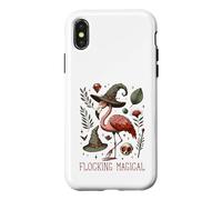 Custodia per iPhone X/XS Funny Flamingo Pun Flocking Magical Pagan Wiccan Witch