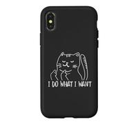 Custodia per iPhone X/XS Funny I do what I want cat flipping the bird offensive