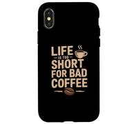 Custodia per iPhone X/XS Funny Life Is Too Short For Bad Coffee Retro Caffeina Citazioni
