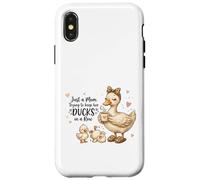 Custodia per iPhone X/XS Funny Mom Just a Mom Trying to Keep Her Ducks Humor