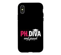 Custodia per iPhone X/XS Funny PhD Student Graduate Ph.D Diva Really and Proud
