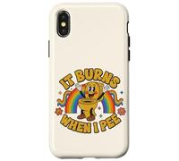 Custodia per iPhone X/XS Funny Saying: It Burns When I Pee! Rainbow