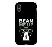 Custodia per iPhone X/XS Funny UFO Alien Space Humor Sci Fi Graphic Beam Me Up
